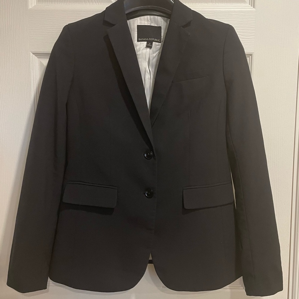 Classic Banana Republic Black Wool Blazer, Size 2